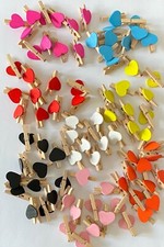 10 Mini Wooden Pegs with Colour Hearts Craft Party Decorations Size 3*1.5 cm