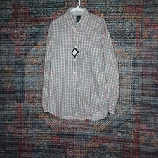 Tailorbyrd mens colorful checks diamond flip button down shirt L NWT