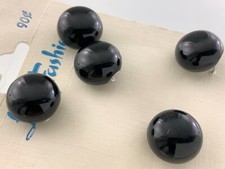Set of 4 Vintage Resin Round Lady Fashion Black Buttons .35in New Old Stock 244D