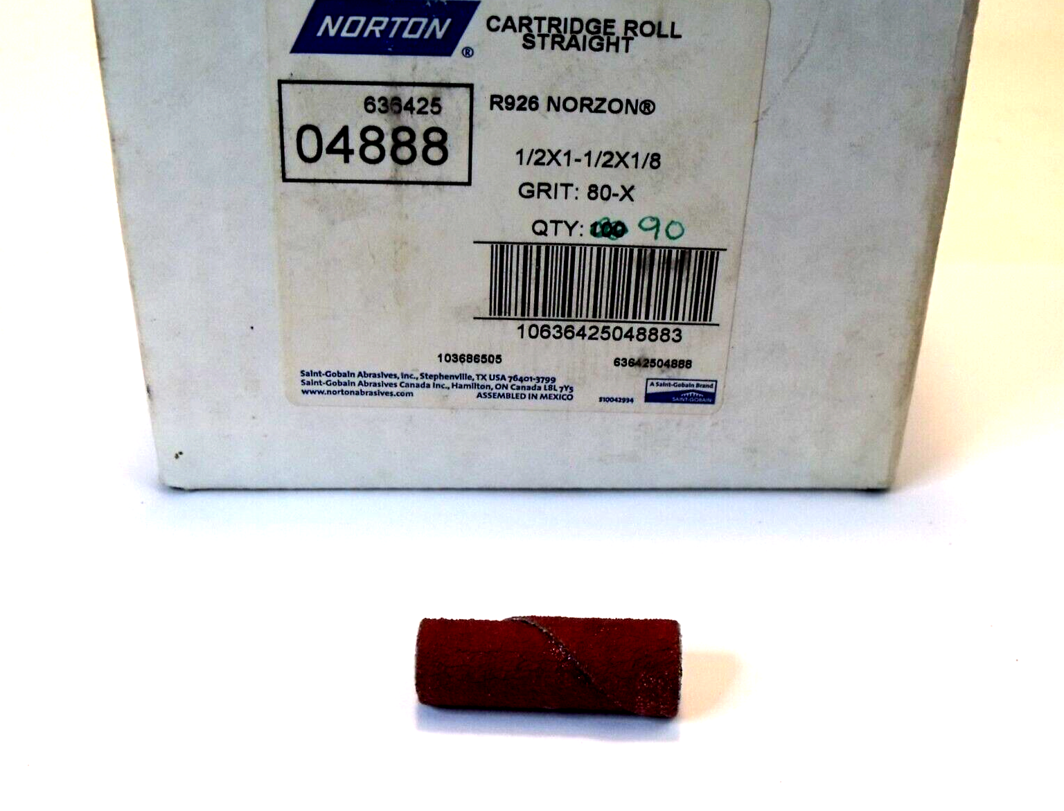 (90) NIB Norton 63642504888 Straight Cartridge Rolls 1/2" x 11/2" x 1