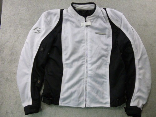 Fieldsheer Motorcycle Jacket Mens White Black Performance w/Protective Panels