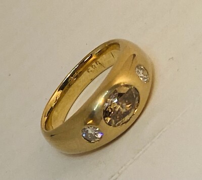 Antiker Massiv Ring 585 Gold mit Brillant