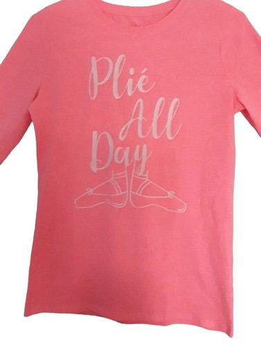NWT Girls Pink Cat & Jack Long Sleeve "Plie All Day" Ballet Shirt XLarge (14/16) - Picture 8 of 10