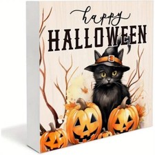 Happy Halloween Black Cat Halloween Tabletop Decor 5"