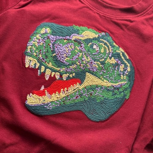 Lands' End Dinosaur T-Rex Embroider Graphic T-Shirt Boys Size XL (14-16) NEW - Picture 2 of 4