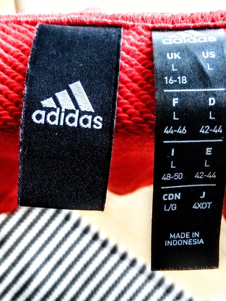 Sudadera con capucha Adidas cremallera completa para mujer grande roja blanca Foto 3 de 3