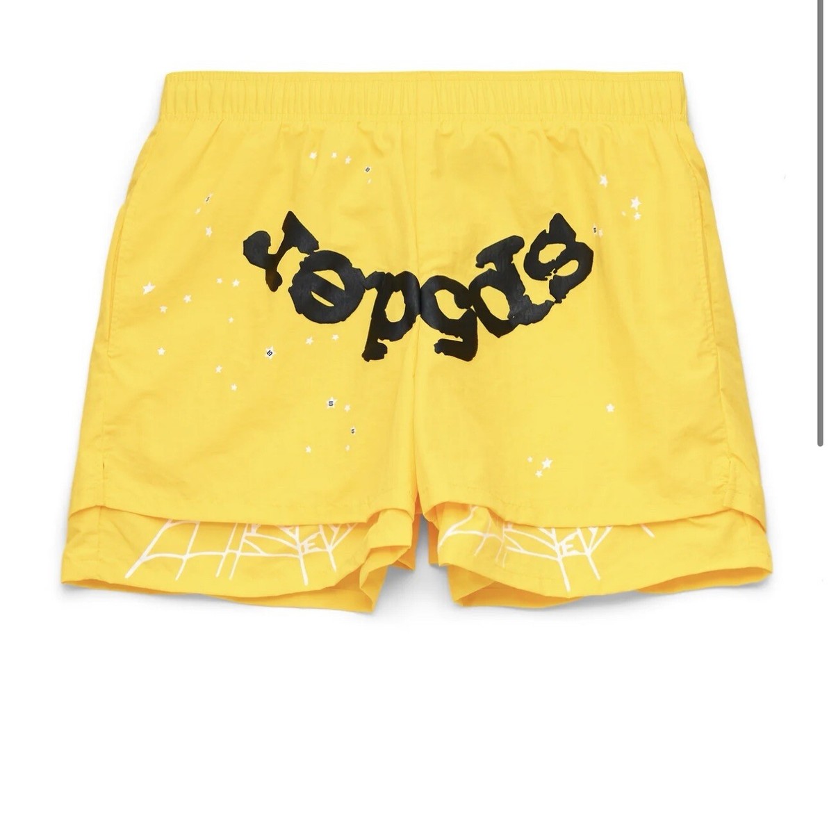 Size L - SP5DER OG WEB DOUBLE LAYER YELLOW SHORT AUTHENTIC Size L - SP5DER OG WEB DOUBLE LAYER YELLOW SHORT AUTHENTIC