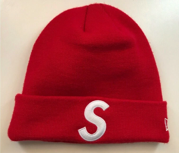 FW17 Supreme New Era S Logo red Beanie