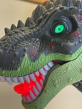 T-Rex Toy Figure Walking Roaring T-Rex Red Light Up Eyes ABC Trading Co