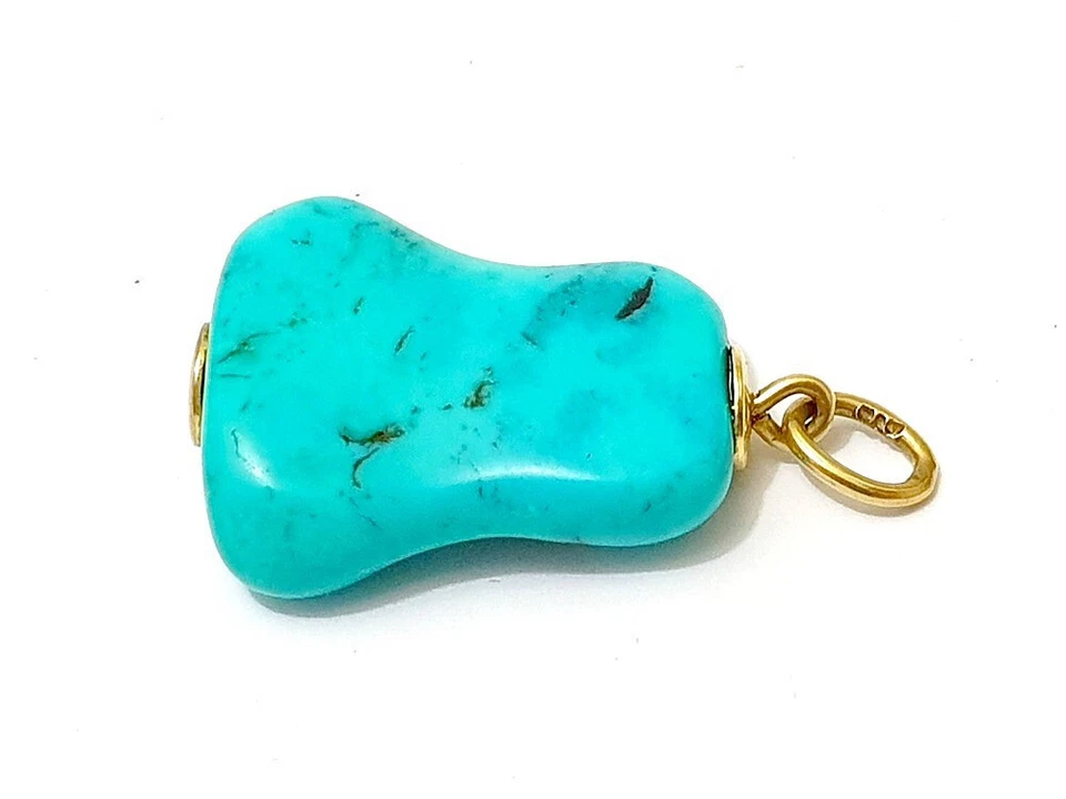 China Art Deco Türkis Anhänger mit 14K 585 Gold um 1930 - Bild 4 von 4