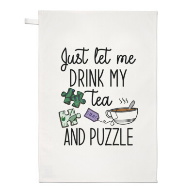 Just Let Me Drink My Tea And Puzzle Geschirrtuch Geschirrtuch lustig Puzzler introvertiert