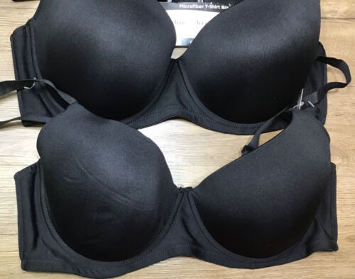 3 Bobbie Brooks Microfiber T-Shirt Bra Full Coverage Black size 42D *DEFECT* - Picture 2 of 4
