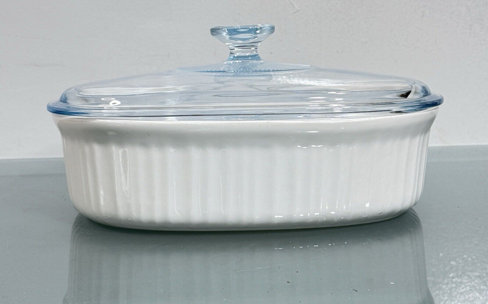 Corning Ware F-2-B Oval 2.8 Qt White Casserole Baking Cook Dish Pyrex Glass Lid