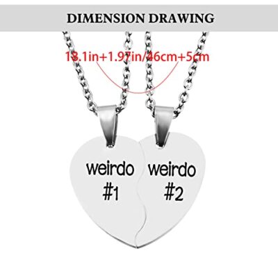 Friendship Gifts Weirdo 1 & Weirdo 2 Two Split Heart Pendant