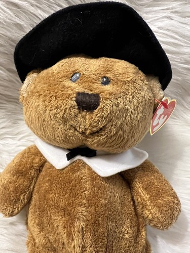 Ty Pluffies LIL PILGRIM the Bear Barnes & Noble Exclusive 10” Shell 100% Tylux - Picture 7 of 9