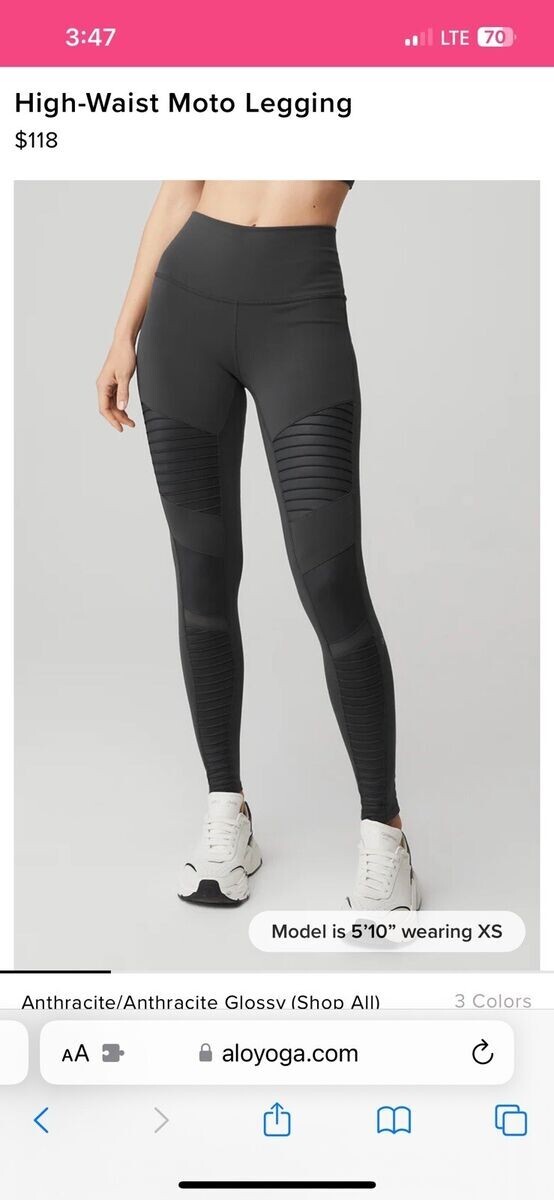 Alo Yoga Leggings Womens XS Gray High Waisted Moto Gym