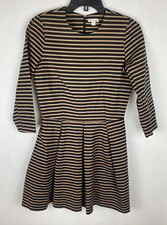 Gap Womens Dress 2 Black Brown Striped A Line Long Sleeve Stretch Pockets