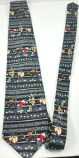 VTG Looney Tunes Tie Golf Bugs Bunny EUC Black Novelty Character Necktie Silk  