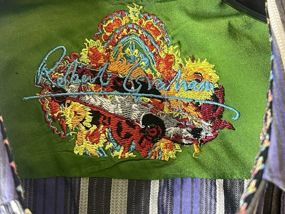 Camisa Robert Graham Hombre Grande Puño Abatible Calce Clásico Rayas Negro Azul Blanco Usada en Excelente Condición Foto 3 de 4