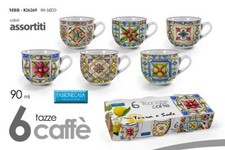 SET 6 TAZZINE Caffè TAZZA SERVIZIO CLASSICO MODERNO COLORATO MEDITERRANEO 90 ML
