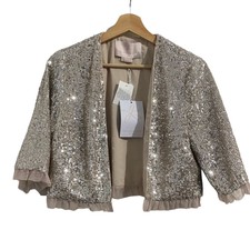 Nwt Gal Meets Glam Silver Sequin Embellished Sweater Jacket Womens 8