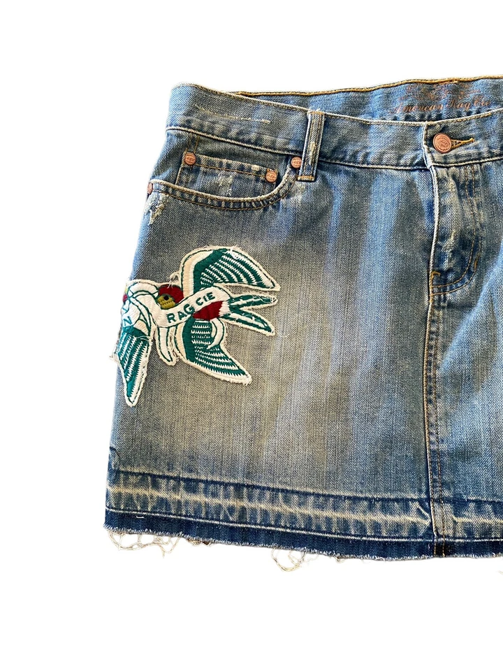 Falda vaquera American Rag Cie azul envejecida para mujer talla 13 nueva con etiquetas precio de venta sugerido por el fabricante 45 USD Foto 3 de 4