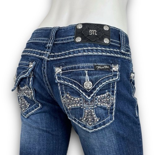 Neu ohne Etikett Miss Me Caprijeans Glitzer Kreuz bestickt Gr. 27 Y2k Indie Sleaze Caprihose - Bild 7 von 11