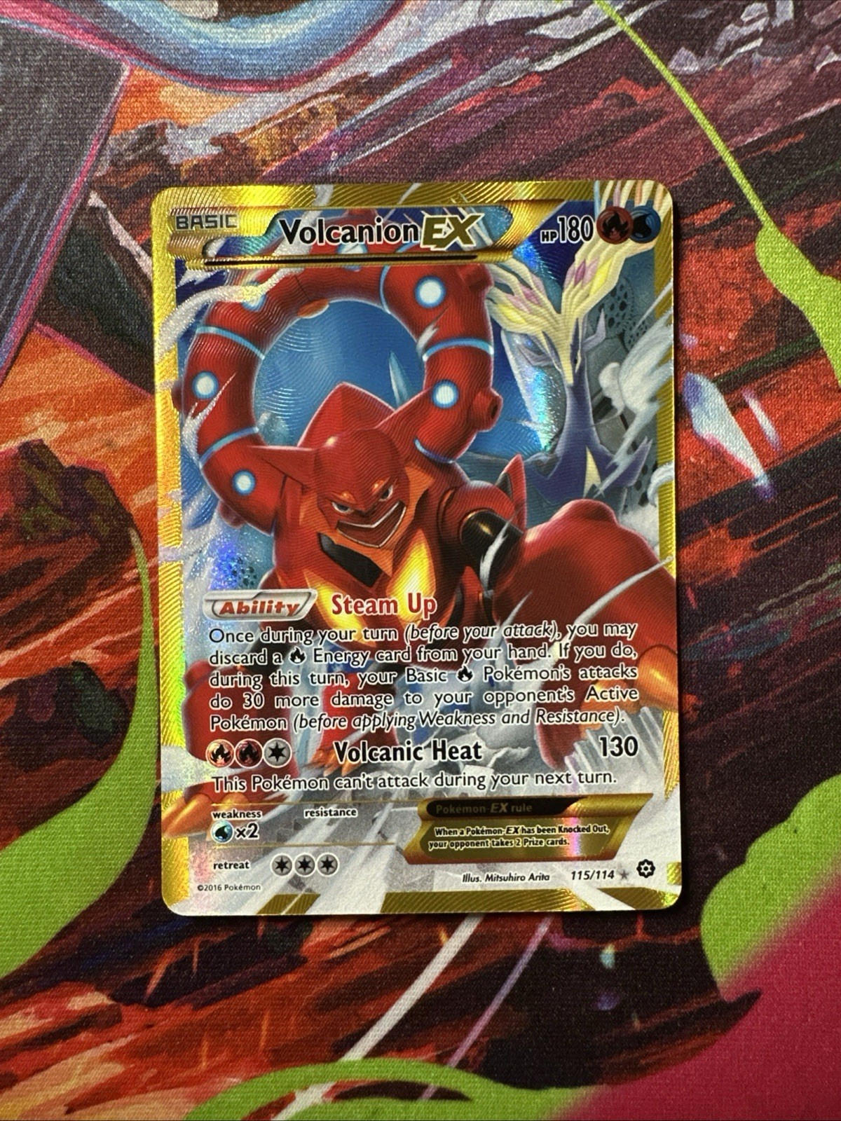 Pokémon TCG Volcanion EX Full Art Holo Secret Rare XY Steam Siege 115/114 Engli…