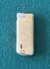 Vintage COLIBRI Lighter Slim Gold Etched Floral - Made in Korea