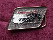 Vtg. Snap - On Fast Track'n Full Throttle In 92 Brass Belt Buckle USA