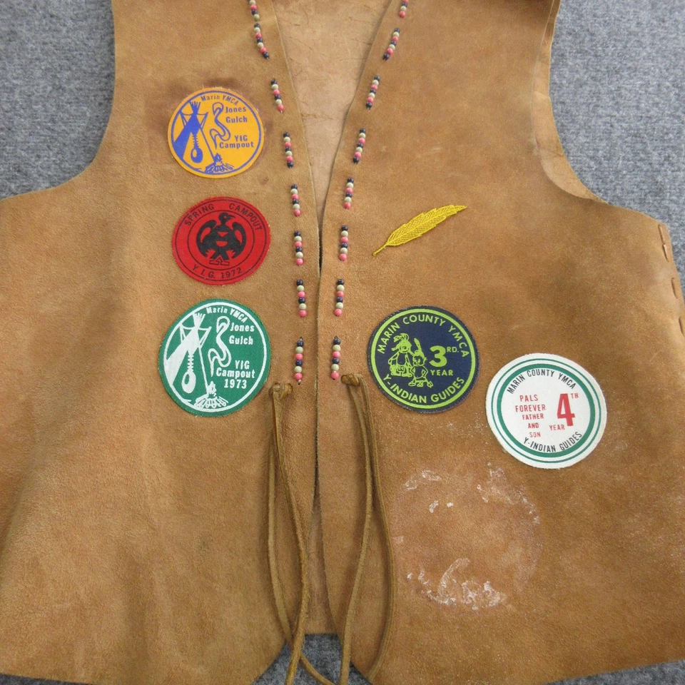Chaleco de Colección YMCA Y-Indian Guides Juvenil Mediano Gamuza Marin County Parches Años 70 Foto 3 de 4