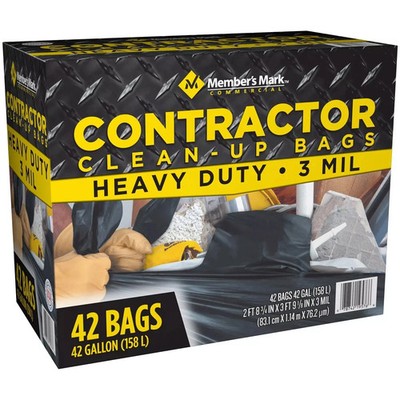 Member's Mark 42-Gallon Contractor Clean-Up Trash Bags 42 Ct Heavy Duty