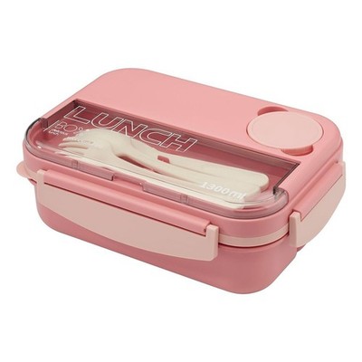 Brotdose 1300ml Bento für Erwachsene und Kinder Brotdose 4 Fächer Rosa