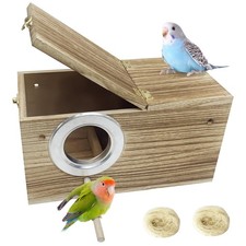 Parakeet Nesting Box, Carbonized Wood Bird Box, Wood Breeding Box for Birds,