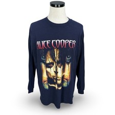 Vintage Alice Cooper Tour Shirt Mens XL Navy Blue Long Sleeve Band 2000s READ