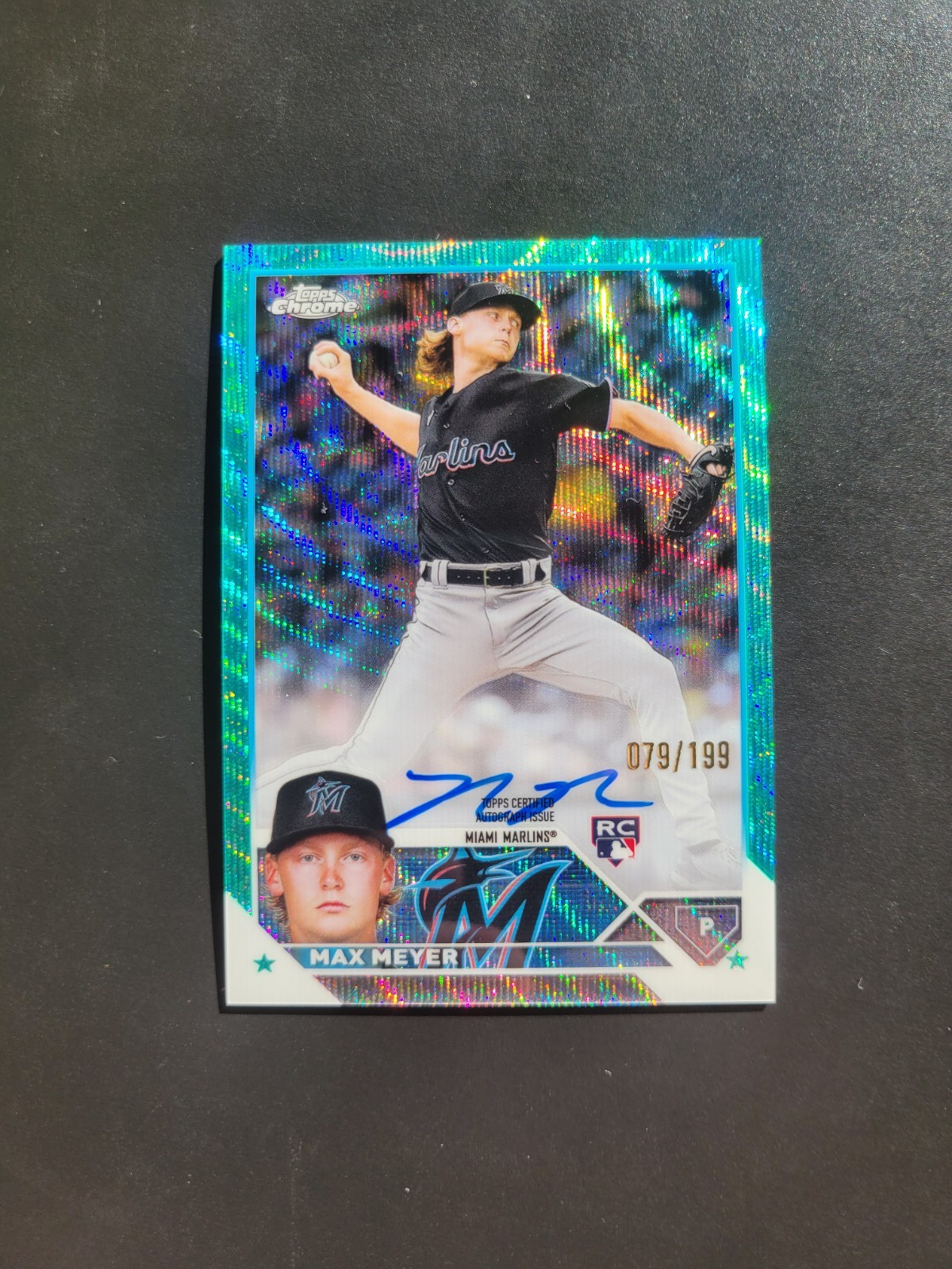 2023 Topps Chrome Auto Max Meyer #RA-MME Aqua Wave Refractor /199 RC Rookie