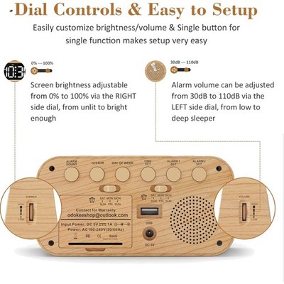 Digital Dual Alarm Clock for Bedroom, 0-100% Dimmer, Weekday/Weekend Mode, Ea...