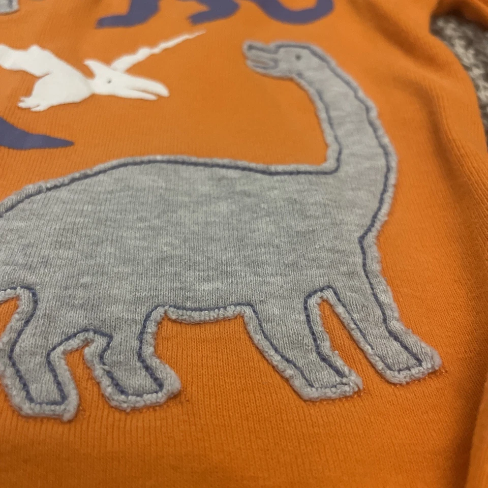 Carter’s Long Sleeve Tshirt 5t Orange Dinosaurs Graphic And Patchwork - Image 2 of 4