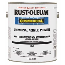 Rust Oleum Gray Water Based Primer 1 Gal Acrylic Interior Exterior Stain Blocker