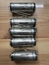 5X MALLORY QLA242U020L2C, 2400uF 20V  Epoxy Sealed Mil. grade capacitor.