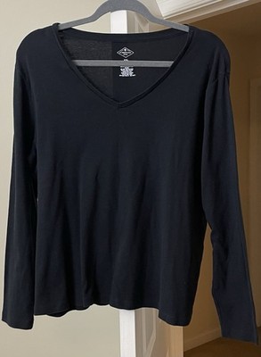 St. John's Bay Top Black Knit Pullover V-Neck Gypsy Bohemian Women's XXL