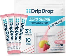 DripDrop Sugar Free Hydration Packets Strawberry Lemonade 32 Sticks Electrolytes