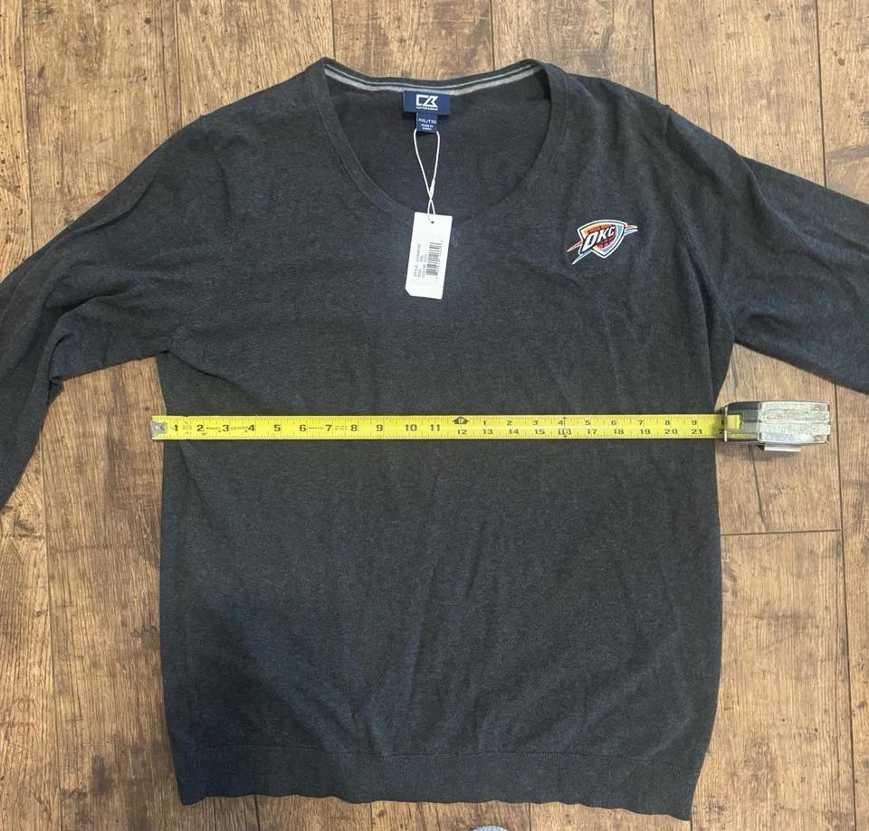 Cutter & Buck Golf SweaterV-Neck OKC  Thunder Men's 2XL Gray Cotton XL - Image 3 of 4