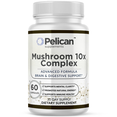 Pelican Mushroom 10X Complex   Immune & Wellness Support   60 Capsules