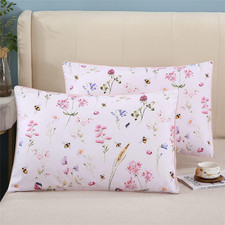 100 Cotton Pillowcases Set of 2 Flowers Pattern Bed Pillow Covers Envelope Clos