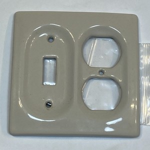 Light Switch Plate Outlet Cover Ceramic Off White Contempory Single Toggle Power