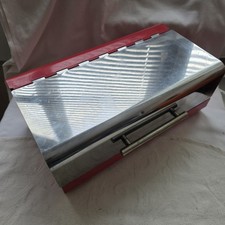 BREAD BIN RETRO WORKSHOP STYLE  KITCHEN FOOD STORAGE LOAF VINTAGE IN RED & STEEL