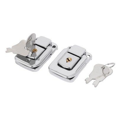 2Pcs Toolbox Jewelry Box Toggle Latches Catch Hasp Lock Silver Tone w Key
