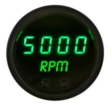 JEGS 41487 Mini Tachometer LED Digital Black Face Black Bezel Green Numbers 0-9