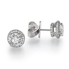 Affordable 14KT White Gold Round Cut Diamond Stud Earrings 3.40 CT D-F/VVS1